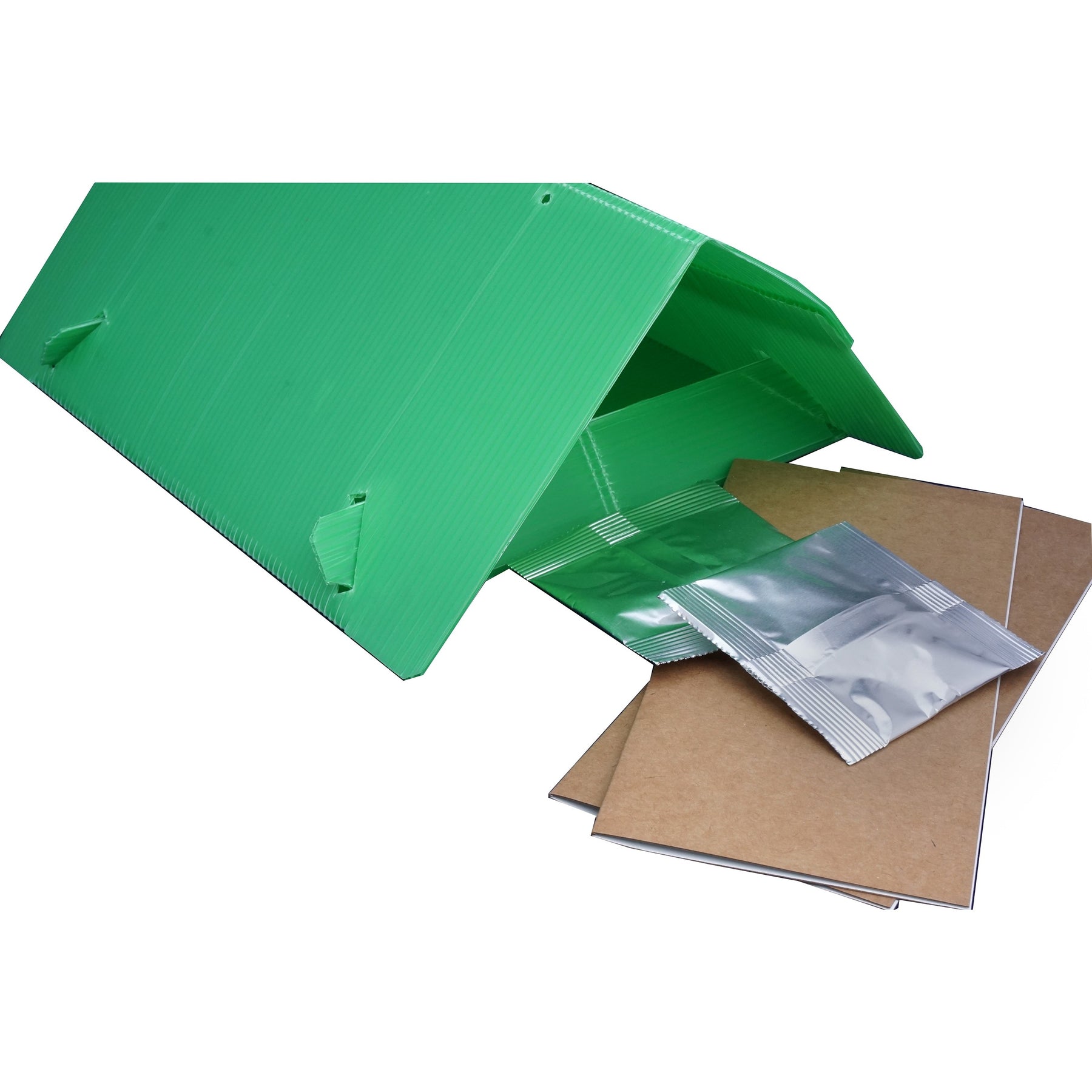 Photo of codling moth trap kit, including a trap and a pack of lures.