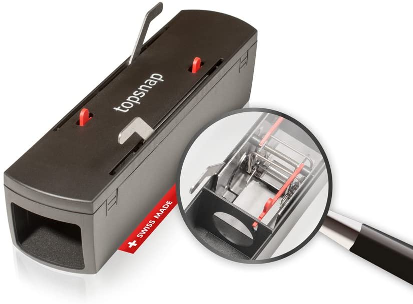 Photo of TopSnap trap, including an emphasis of what the inside looks like.