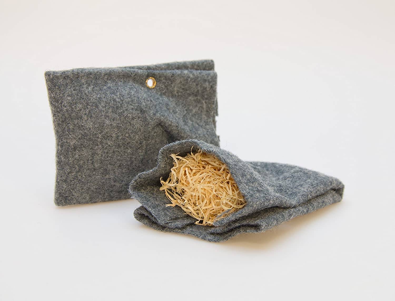 Photo of earwig shelters, which can be tied to tree branches.