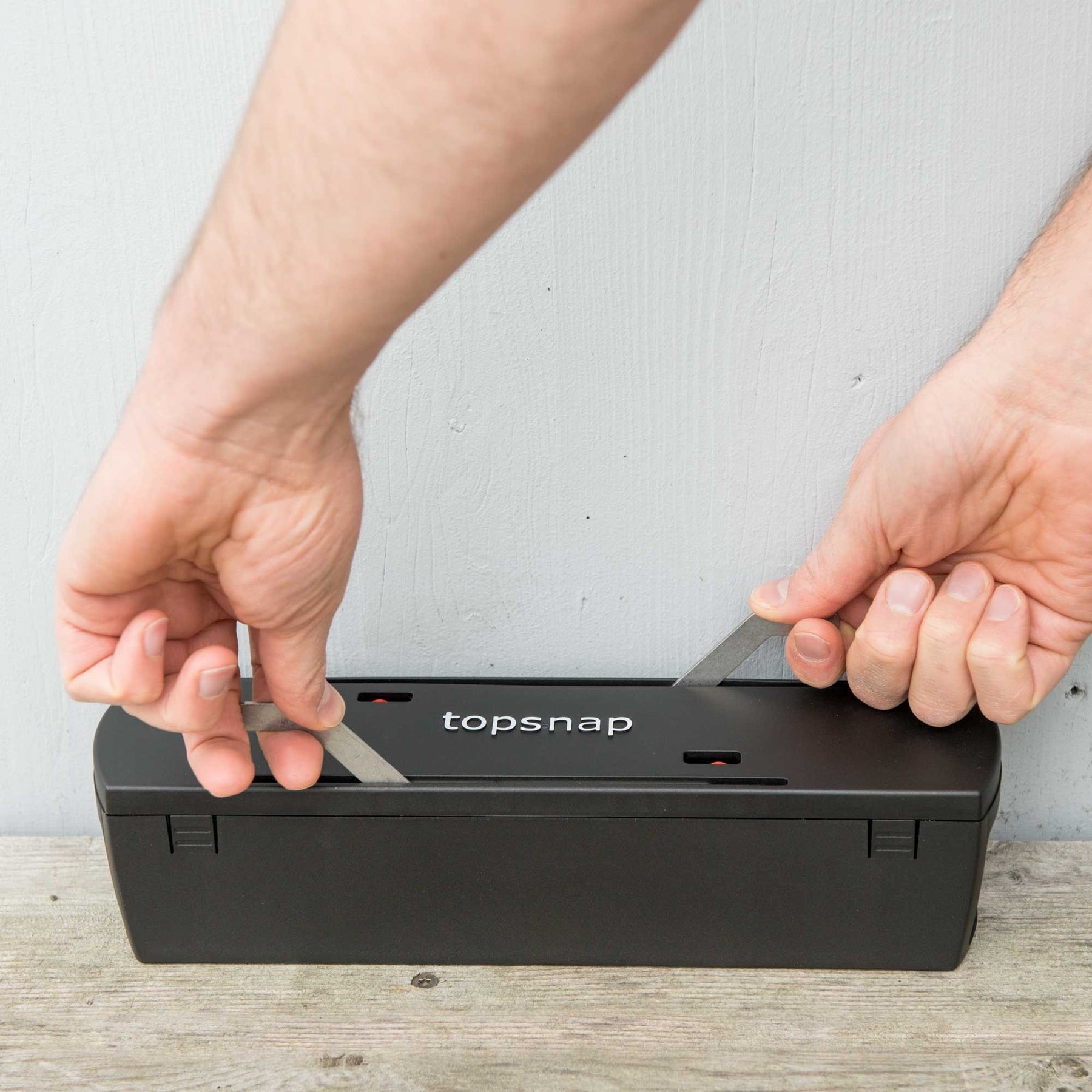 Photo of topsnap trap being opened.