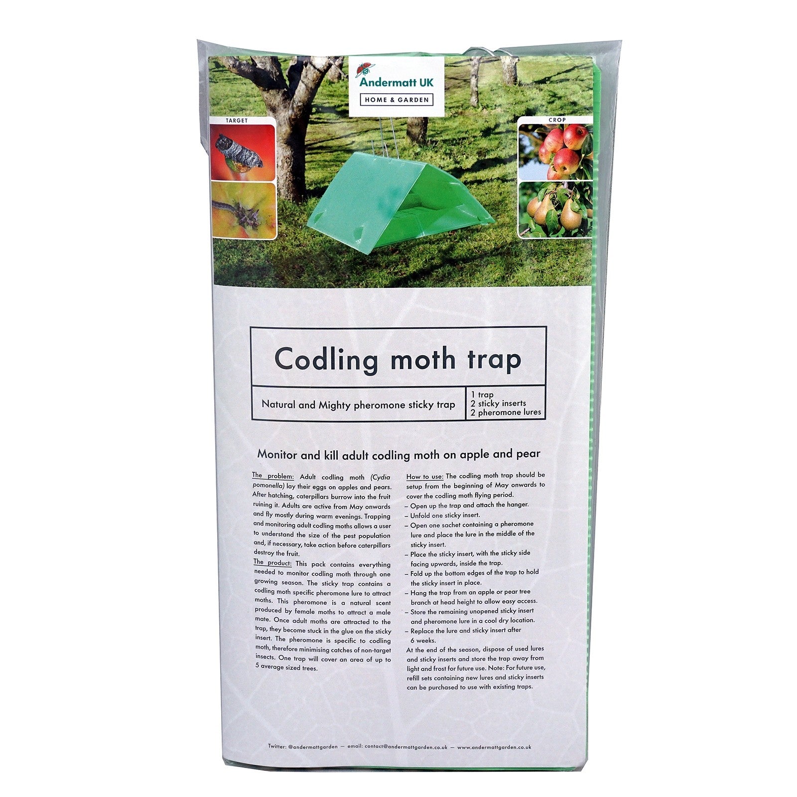 Photo of codling moth trap packaging.