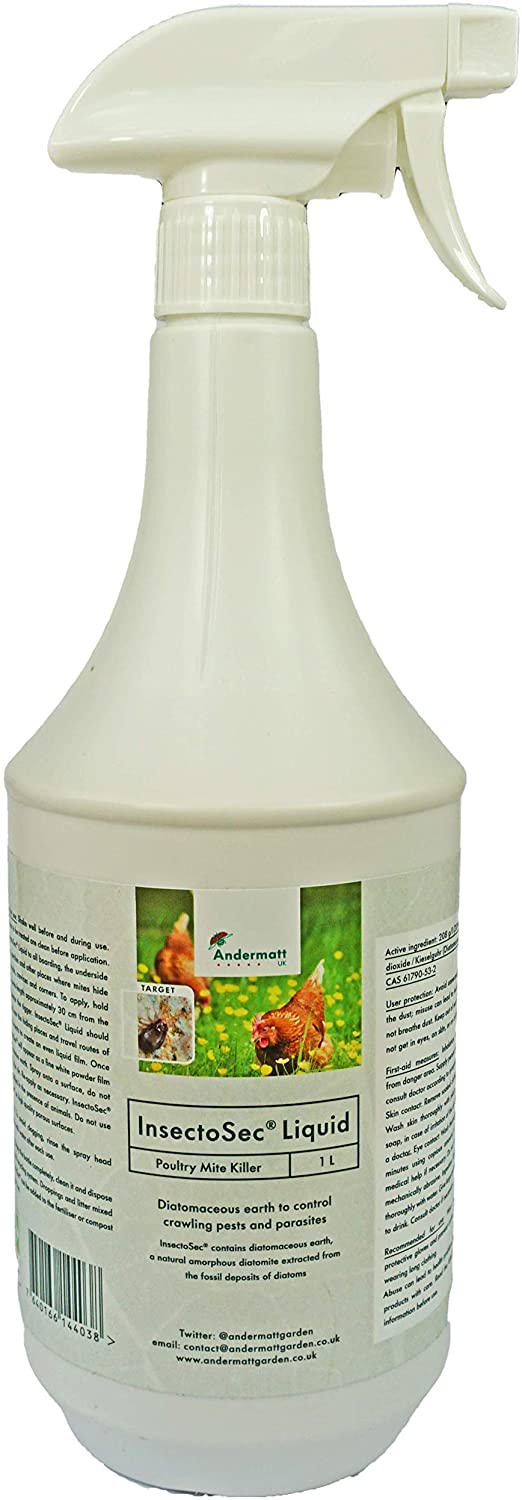 Photo of an InsectoSec Poultry Care spray bottle.