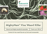Photo of a MightyNem Vine Weevil Killer label.