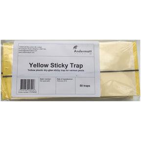 Photo of packaged yellow sticky traps.