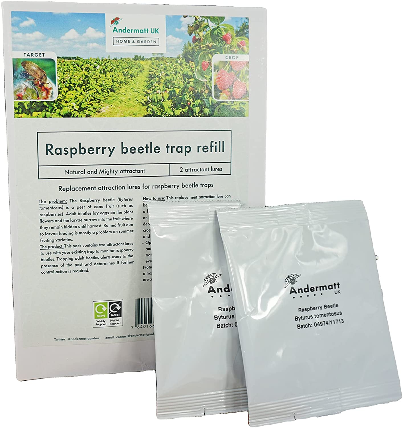 Photo of raspberry beetle trap packaging.